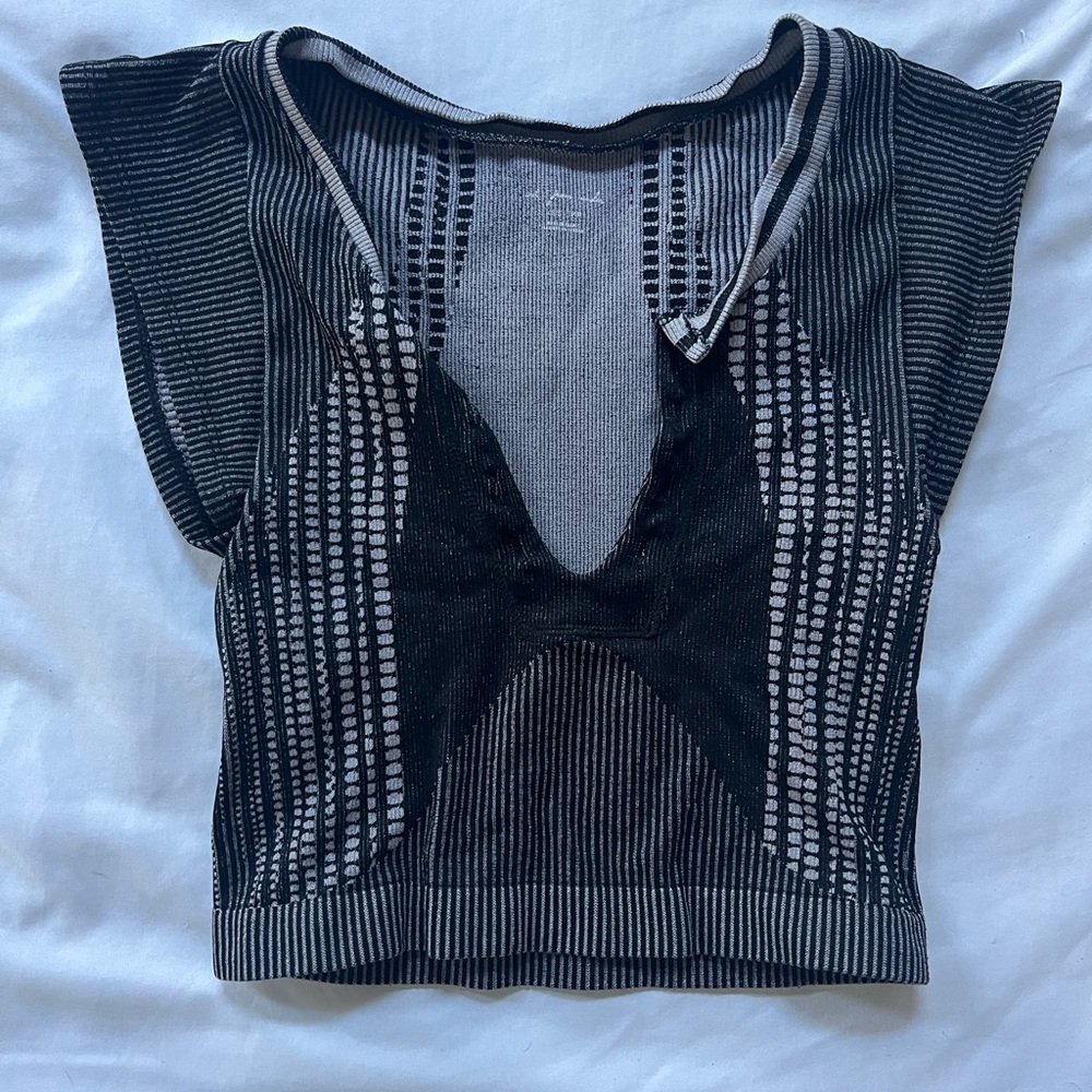 Urban Outfitters Black and Gray Patterned Top